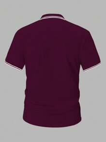 Manfinity Dauomo Camiseta polo de manga corta estampada con estilo caballero, informal y de negocios, para hombre, de verano