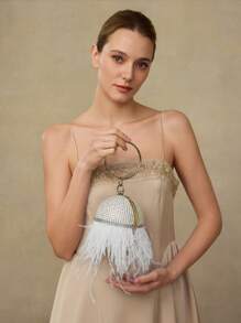 MOTF PREMIUM RHINESTONE ROUND EVENING BAG - White - View 7