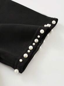 ROMWE MEN Men's Street Life Loose Fit Short Sleeve T-Shirt With Sparkling Rhinestone And Pearl Decor - Black - View 6