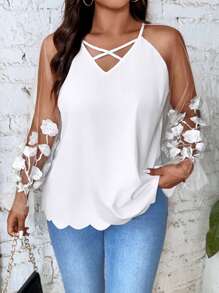 SHEIN Clasi 女士加大码纯色休闲上衣，适合夏季