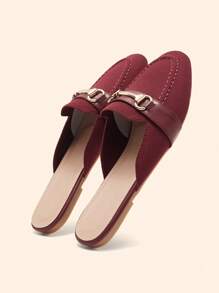 CUCCOO BASICS CUCCOO Casual Simple Slip-On Flat Mule Shoes, Versatile - Burgundy - View 5