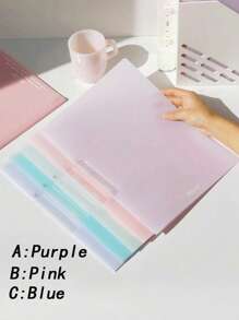 SHEIN 1pc Faux Jade Colored File Folder, A4 Pull Rod Clip Swing Clip PP Information Folder Back To School,Back To School,School Supplies