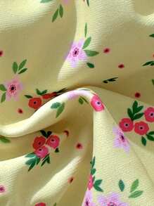 Swim Mod Swimwear Women Summer Random Floral Print Spaghetti Strap Ruffle Sexy Bikini Set - Yellow - View 5