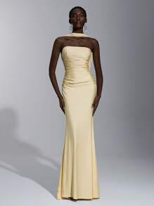 SHEIN Belle Elegant, Romantic, Sexy, Minimalist Style Sleeveless Backless Knit Bodycon Tube Top Dress, Suitable For Fashion, Internet Celebrity, Holidays, Vacations, Birthday Parties, Weddings, Bridesmaid Dress