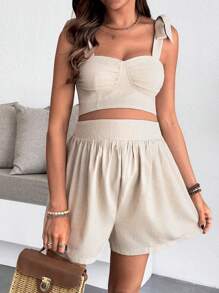 SHEIN Maternity Two Pieces Suits - Apricot - View 1