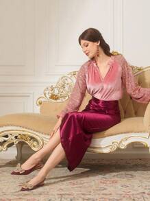 CUCCOO TILAWA Bow-Knot Decor Elastic Band Pointed Toe Flat Heels Shoes For Women, Elegant For Parties, Comfortable For Daily Wear And Outdoor Activities, Suitable For Spring/Summer - Burgundy - View 5