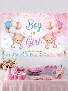 1件100*150cm性别展示派对装饰品、蓝色或粉色熊气球派对背景、性别展示横幅用品、圣诞节、母亲节 - 彩色 - 查看 5