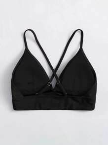 Swim Basics ملابس علوية بكيني متقاطع الظهر أحادي اللون للنساء في الصيف - الأسود - مشاهدة 2