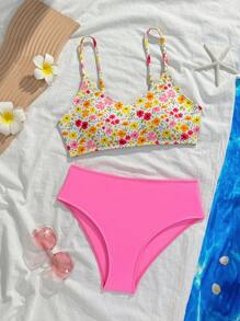Bộ đồ bơi bikini hoa nhỏ nhắn cho bé gái tuổi teen đi nghỉ ở bãi biển - Nhiều màu - Xem 1