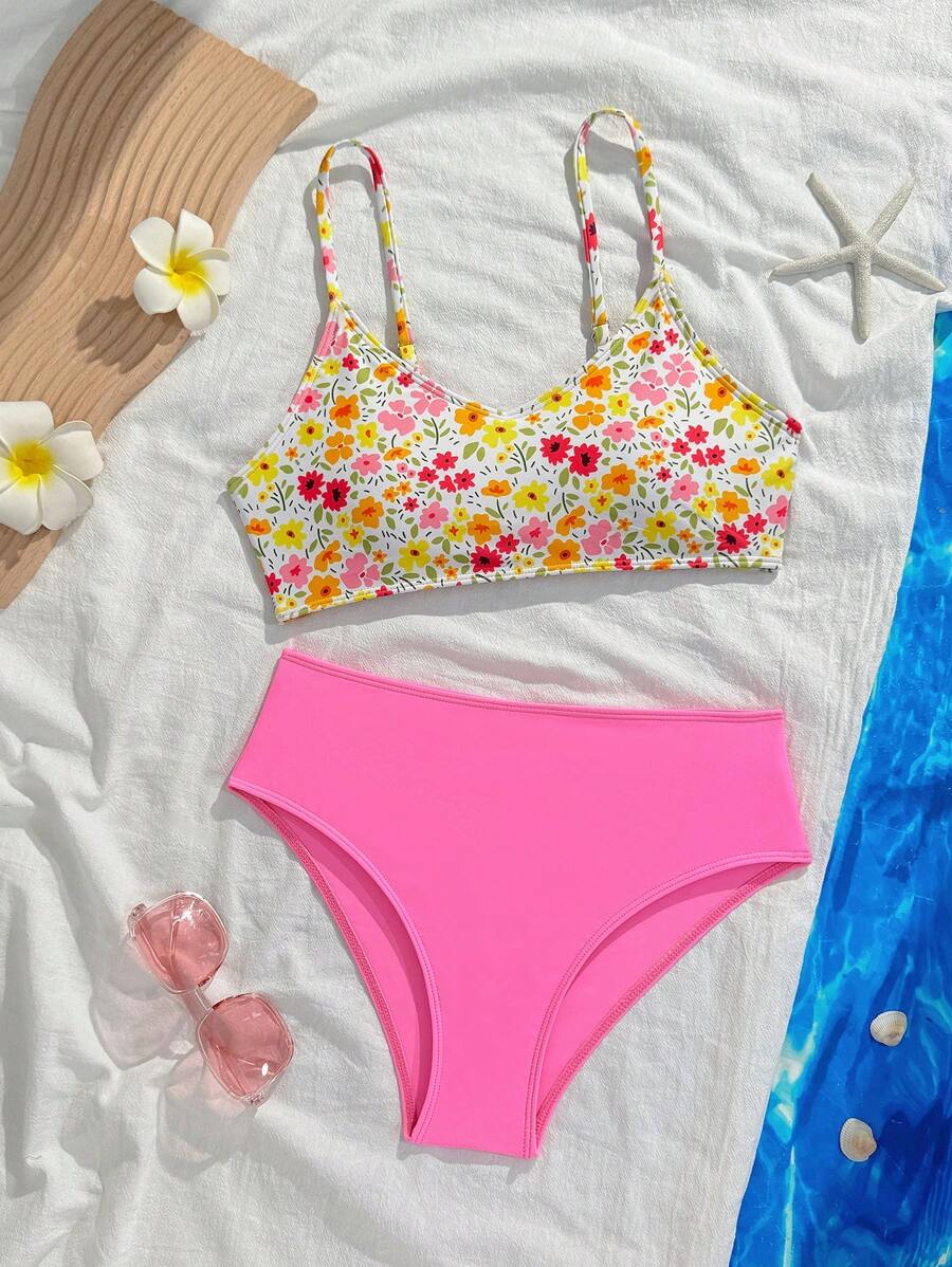 Bộ đồ bơi bikini hoa nhỏ nhắn cho bé gái tuổi teen đi nghỉ ở bãi biển - Nhiều màu - Xem 1