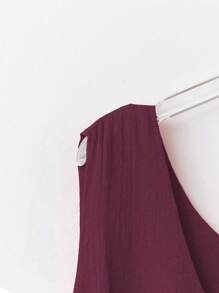 SHEIN LUNE Plus Size Women Dopamine Sweet Retro Double Ruffle Hem Camisole Top For Beach Holiday, Spring/Summer - Burgundy - View 5