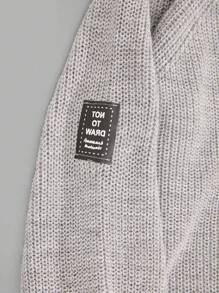 EURMUSE Men Stripe Knitted Raglan Sleeve Patched Regular Sweater - Grey - View 5