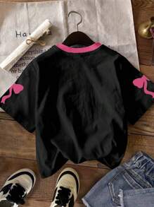 SHEIN Leap Crew 青少年女孩休闲简约针织超大T恤，适合夏季