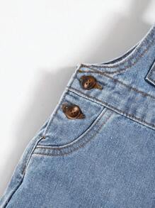 Cozy Pixies 男婴休闲贴袋工装牛仔连体裤，带多个口袋，儿童返校服装 - 淺色水洗藍 - 查看 5