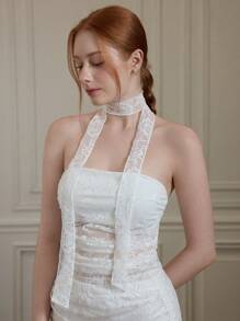 SHEIN MOD 梦幻浪漫的白色蕾丝紧身胸衣上衣，带有蕾丝领带细节和荷叶边装饰 - 非常适合度假、约会、生日庆祝、下午茶和节日、夏季、海滩、度假、狂欢、乡村音乐会