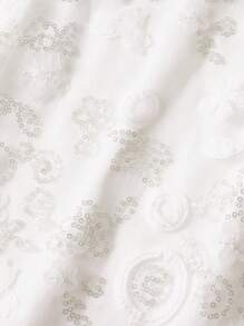 Aveloria Rosie 女士幻觉薄纱缀饰串珠刺绣泡泡袖喇叭形 A 字连衣裙 - 白色 - 查看 2