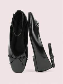 CUCCOO DOLLMOD Women's Bow Decor Fashion Cute Ballet Flats - Black - View 2