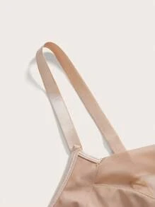 SHEIN 1 pieza Sujetador inalámbrico de talla grande y unicolor simple - Caqui - Ver 3