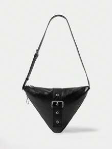 SHECARRY 时尚百搭简约三角形休闲单肩包 - 黑色 - 查看 1