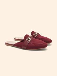 CUCCOO BASICS CUCCOO Casual Simple Slip-On Flat Mule Shoes, Versatile - Burgundy - View 2