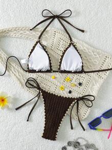 Swim Vcay Bộ bikini đi biển ngày lễ mùa xuân mới cho nữ - Cà phê nâu - Xem 5