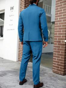 Calvornis Men's Plus Size Solid Color Jacket And Pants Suit
