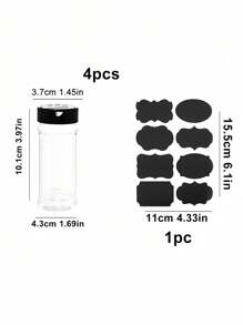 SHEIN Basic living 2/4/14pcs/1 Set Of Plastic Spice Jars With Clip Covers, Kitchen Storage Racks, Label Kits, Asymmetrical Stickers, Blackboard Stickers, PVC Waterproof Self-Adhesive Seasoning Jar Labels, Double Lid Seasoning Jars, Kitchen Household Salt, Monosodium Glutamate Seasoning Bottles, Sealed Moisture-Proof Large Caliber Transparent Measurable Seasoning Bottle Storage Racks, Simple Bottle Mouth Clip Food Clip Kitchen Clip Two-Color Plastic