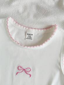 Vintaside Kids Parte superior de tirantes con cuello redondo y bordado de lazo para bebé niña, apta para ocio en casa, deportes, fiestas y otras ocasiones - Blanco - Ver 5