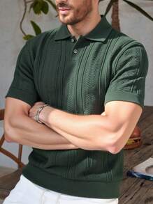 Manfinity CityGents Camisa tipo polo de manga corta y cuello casual de punto llana para hombre