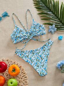 Swim Mod Bộ bikini gợi cảm in hoa cho nữ, đồ bơi đi biển mùa hè, không dây - Nhiều màu - Xem 2