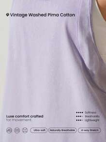 GLOWMODE Washed Pima Cotton Ready To Race Hip Length Racerback Active Tank Top Low Impact Daily Casual Wear - Mauve Purple - View 4