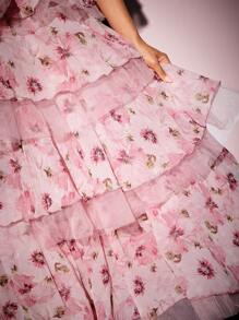 Vixey Váy Maxi Xếp Tầng Voan Hoa Trong Suốt Kèm Vải Tuyn, Váy Xếp Nếp, Quần Áo Phong Cách Boho Cho Phụ Nữ, Trang Phục Mùa Xuân Cho Phụ Nữ, Trang Phục Mùa Hè Cho Phụ Nữ, Váy Dự Tiệc Cưới Cho Phụ Nữ, Váy Tiệc Trà - Nhiều màu - Xem 5