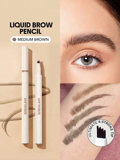 SHEGLAM Feather Better Liquid Eyebrow Pencil-Medium Brown Long Lasting Eyebrow Pen Smudge-Proof Water-Proof Natural Fuller Brows Eyebrow Makeup Brand Beauty Makeup Face Paint Cosmetic For Women Girls Perfect For Fall Winter Ideal For Y2K Fancy Fashion Suitable For Birthday Christmas Present Party Ready Best Color