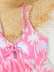 青少年花卉印花两件套泳衣