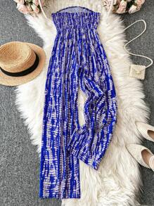 Breezaya Tuta intera senza maniche con stampa all-over, casual, per vacanze estive