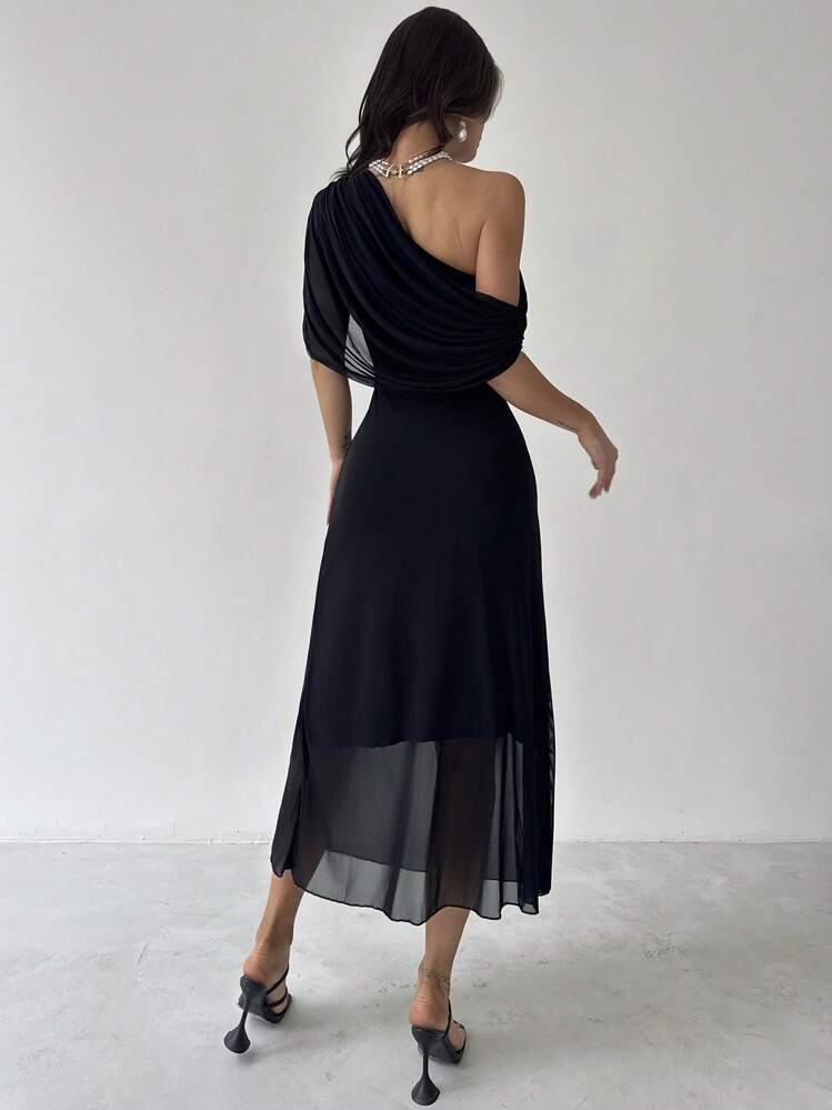 Firerie فستان محبوك ذو خصر منكمش وأكمام قصيرة أنيق...