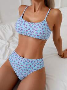 Swim Mod Printed Swimwear (Prints Will Be Random), Copyright Purchased For Summer Beach Vacation - Blue - View 1