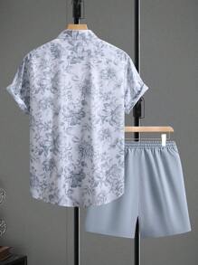 Manfinity RSRT Men's Short Sleeve Shirt And Shorts Fashion Suit, Suitable For Summer