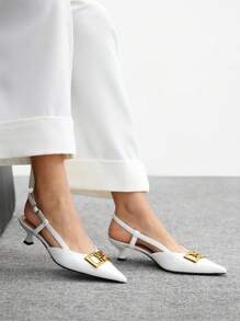 CUCCOO BIZCHIC Giày cao gót hở mũi thời trang cho nữ, trang phục công sở - trắng - Xem 3