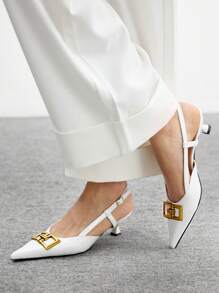 CUCCOO BIZCHIC Giày cao gót hở mũi thời trang cho nữ, trang phục công sở - trắng - Xem 4