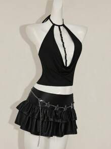 SHEIN ICON 女士纯色镂空时尚背心，适合夏季