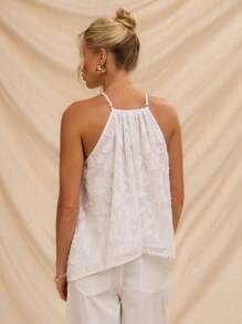 Avantive White Women Picnic Hawaii Women White Women Tops Flower-Cut Sleeveless Top - White - View 2