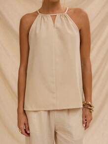 SHEIN Forever 21 Summer Women Prom/Formal/Beach/Vacation/Cute/Western Wear/Business Casual/Elegant/Birthday/Going Out/Club/Office/Festival/Rave/Work/Classy/Country Concert/Brunch/Cruise/Old Money/Airport/Modest/Church/Fairycore/Tea Party/Y2k/Streetwear/2000s/Disco/Spring Break/Graduation/Wedding Guest/Cocktail/Vintage/Bodycon/Resort/Fitted/Tank Top - Khaki - View 6