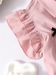 泡泡袖蝴蝶结百褶衬衫，甜美日韩风，适合少女通勤/上学，夏季 - 粉色 - 查看 8