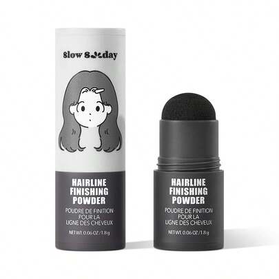 Slow Sunday Hairline Finishing Powder, Dark Black, Cover Roots, Fill In Sparse Spots, Multiple Color Options, Suitable For All Hair Types, Good Choice For Wedding, Vacation, Beach, Travel Essentials, Suitable For Summer Hair Coloring
