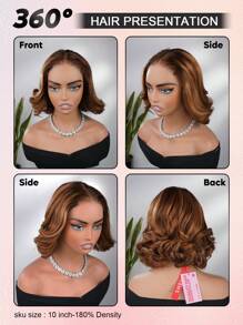 ALL READY WIG 分层剪裁融化蕾丝 4x4 无胶蕾丝闭合鲍勃假发 100% 真人发质 挑染 4P27# 弹力波浪 180% 密度鲍勃假发 度假装扮 旅行节舞会户外角色扮演校园学校海滩婚礼露营假日装扮夏季装扮 度假氛围魅力优雅休闲 Y2k 时尚风格 Ss25 关键词