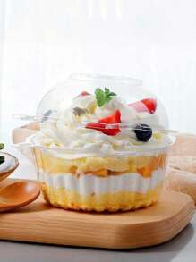 SHEIN 一次性透明塑料甜点盒带盖，烘焙糕点和食品包装容器 - 無色 - 查看 10