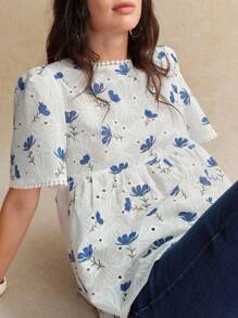 Écloséra Áo cánh trắng thêu hoa cổ chữ V rộng rãi không tay cho nữ, mùa xuân/hè - trắng - Xem 5