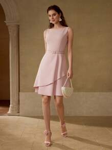 MOTF Classy 系腰带拉链连衣裙 - 粉色 - 查看 6