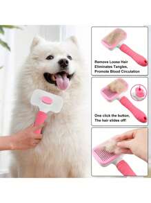 1/2 件猫咪美容刷，自清洁宠物美容刷，适用于狗猫宠物美容刷工具，可轻柔去除松散底毛、垫子缠结毛发，宠物按摩自清洁刷升级版 - 彩色 - 查看 9